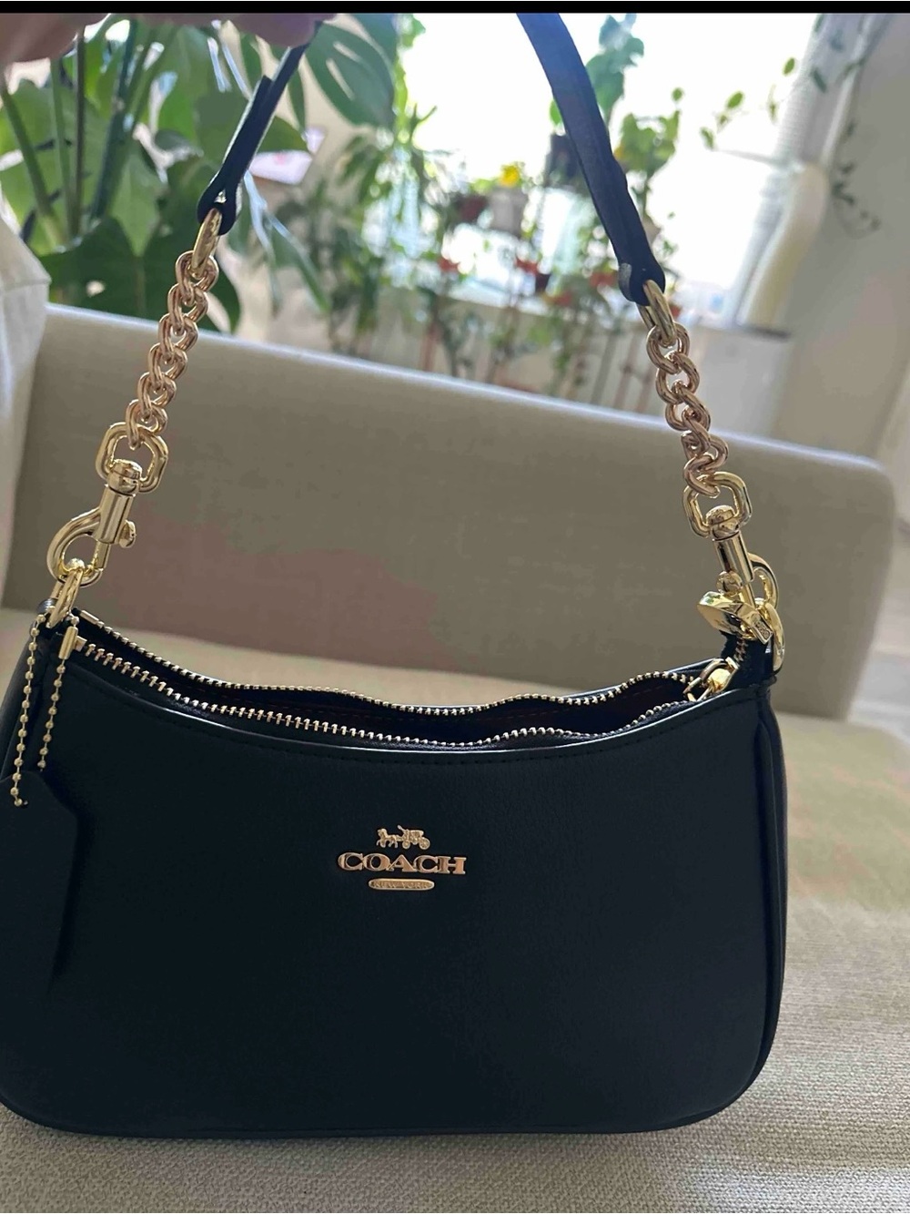 Coach Black Shoulder Bag with Gold Hardware